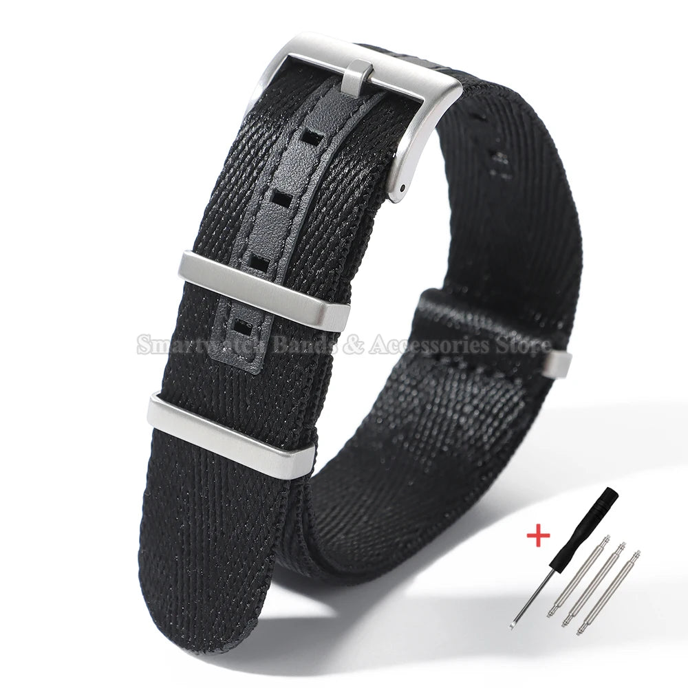 20 22mm Nylon Watch Strap for Seiko for Huawei for Samsung Universal Watch Band Pin Buckle Military Bracelet Ribbed Fabric Strap
