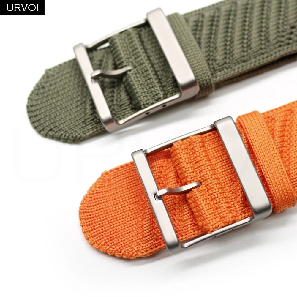 URVOI En Mer band for Apple Watch Ultra 3 2 Series 11 Sport band Orange Gris Titane ocean waves pattern Polyamide Custom Buckle