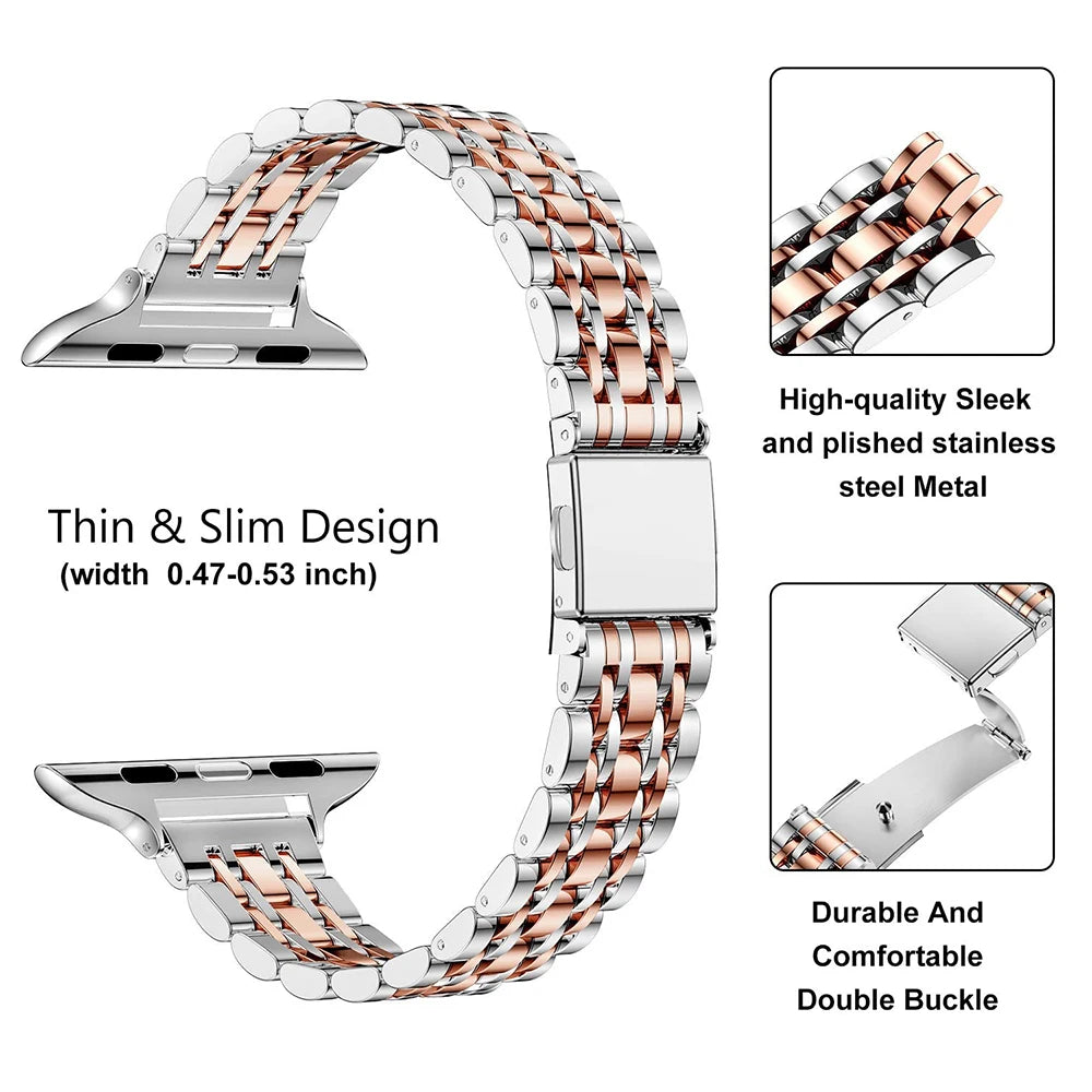 For Apple Watch 10 11 46mm band metal Wristband Lady band For Apple Watch 9 8 7 Ultra 49mm 44mm 45mm band Women Business Watchband