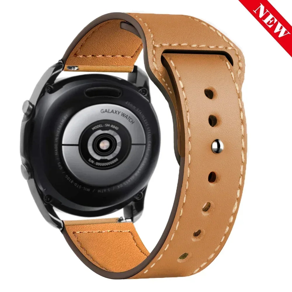 Leather strap For Samsung Galaxy watch 7/6/5/pro/4/Classic/Active 2 20mm 22mm bracelet Huawei GT/Amazfit GTS/GTR 4/3/2 mini Band