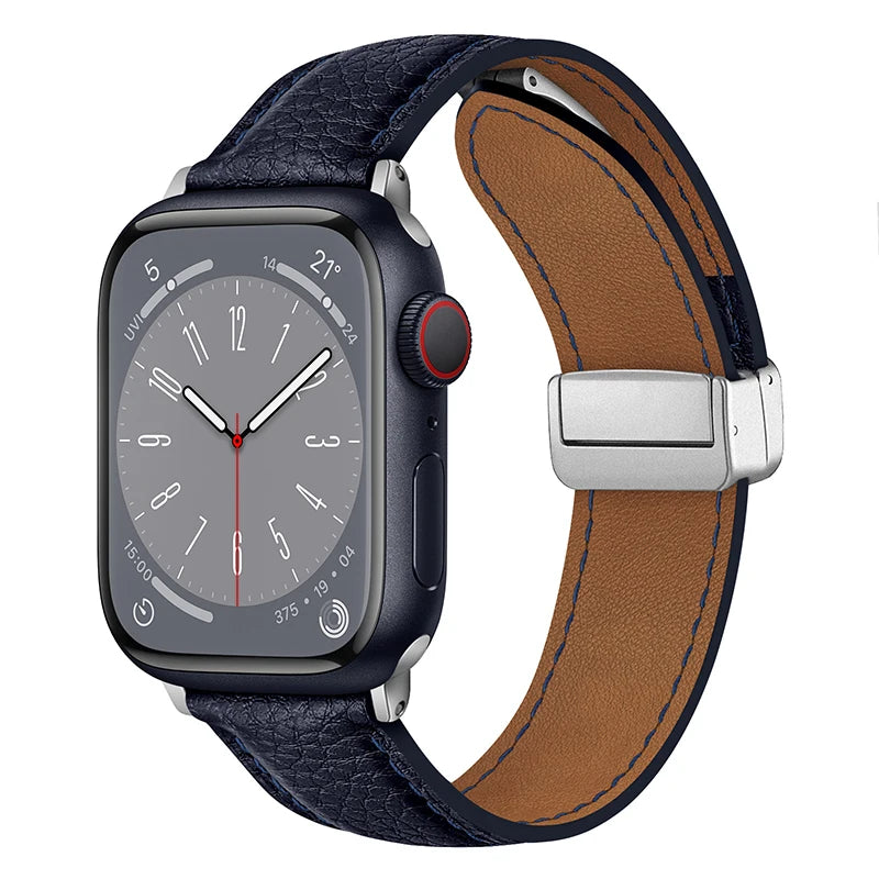 Leather Magnetic Buckle band for Apple Watch 8 7 45mm 41mm Ultra 49mm PU Leather band for Apple Watch Series 6 5 4 3 44mm 42mm 40mm