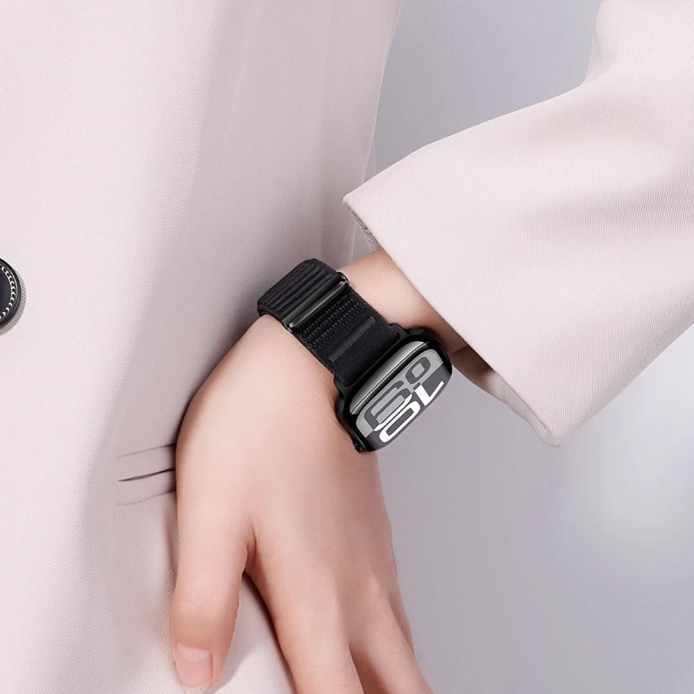 Nylon loop for Apple Watch band Series 10 9 8 7 6 5 4 SE Ultra2 49mm 46mm 45mm 44mm 42mm 41mm 40mm Belt band Correa Apple Watch band