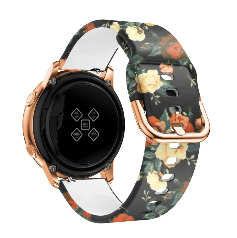 20mm/22mm strap For Samsung Galaxy watch 7/4/6/5 pro/Classic Active Printing Silicone bracelet For Amazfit GTR/GTS 4-2 mini band