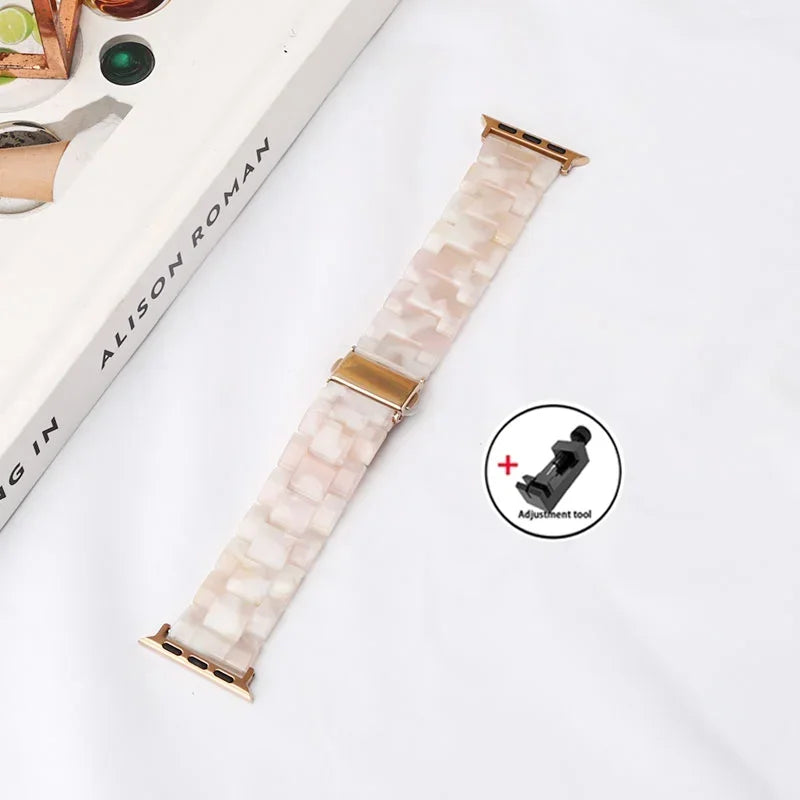 Luxury Resin band for Apple Watch Ultra 2 band 49mm 45mm 41mm 40mm 44mm 38mm 42mm Link band Apple Watch Series 9 7 8 6 SE 5 4 3
