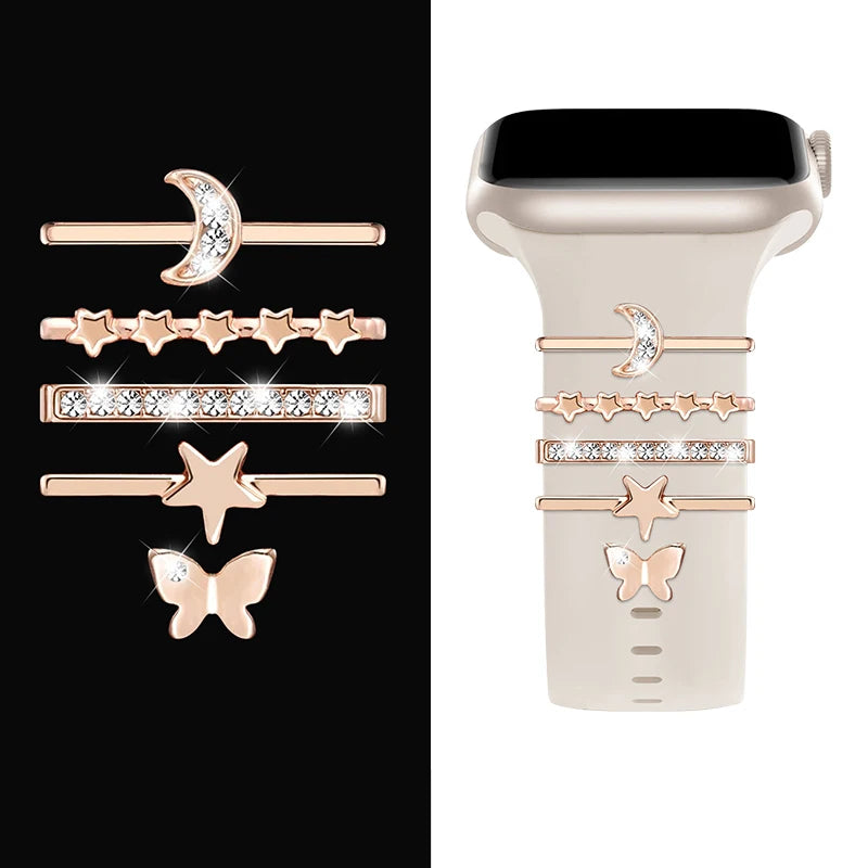Decoration For Apple Watch Ultra 2 band 10 9 8 7 Diamond Jewelry Charms Accessories samsung Huawei watch band 20 22mm band