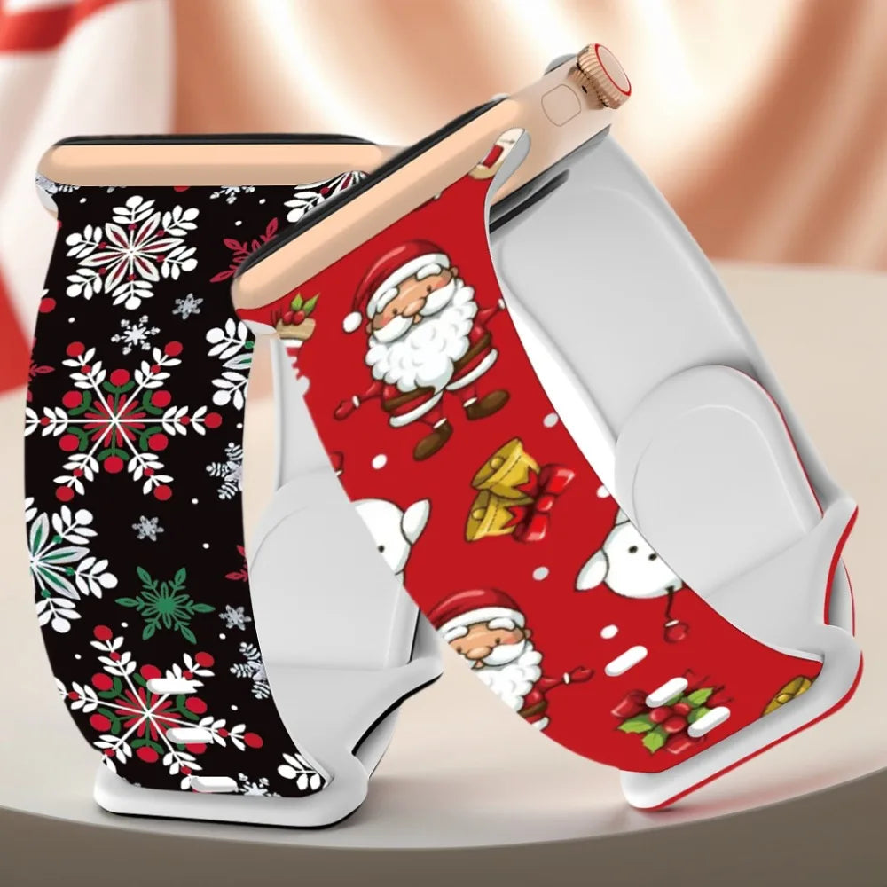 Silicone Christmas band for Apple Watch band 46mm 41mm 42mm 44mm 45mm 49mm Sport band for Apple Watch 11 10 9 8 7 6 5 SE Ultra 3