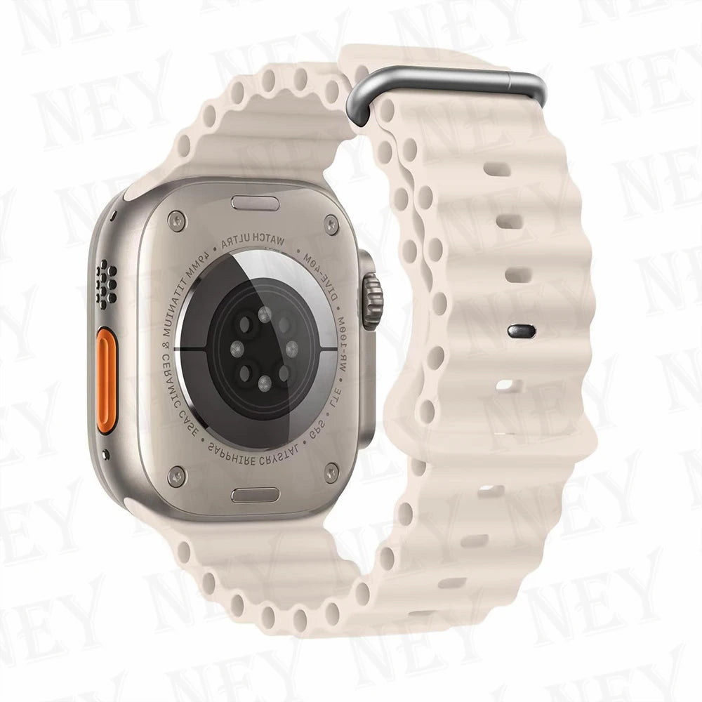 Ocean band for Apple Watch Ultra 2 49mm 44mm 45mm 42mm 38mm 40mm 41mm silicone band correa Apple Watch Series 9 8 7 SE 6 5 4 3 band