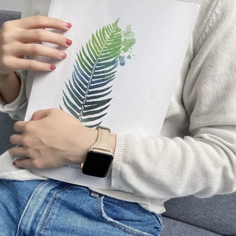 Slim leather band for Apple Watch band Ultra 2 49mm Series 10 7 8 9 41mm 45mm 38mm 42mm Wrist band Apple Watch SE 6 5 4 40mm 44mm m