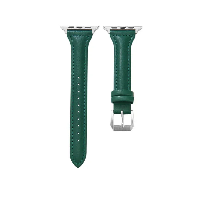 Slim Leather band For Apple Watch band 44mm 40mm 41mm 45mm 44mm band aple watch Series 10 11 46mm 42mm band Ultra 2 3 49mm