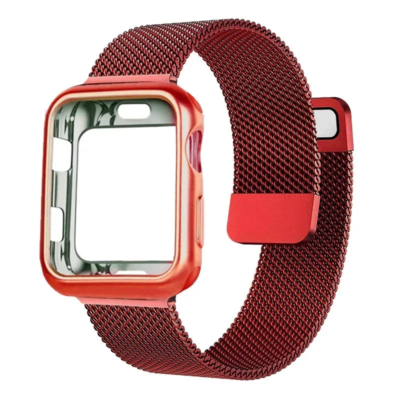 Milanese Case+band for Apple Watch band 9 8 7 6 SE 5 4 49mm 45mm 41mm 40mm 44mm 42mm watch band For Apple Watch Series 10 Correa 46mm