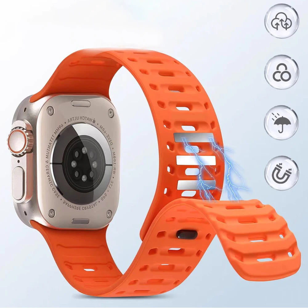 Magnetic Silicone band for Apple Watch Ultra 3 2 1 49mm Series 11 10 46mm Sport watch band Apple Watch 9 8 7 6 5 SE 3 45mm 44mm Band