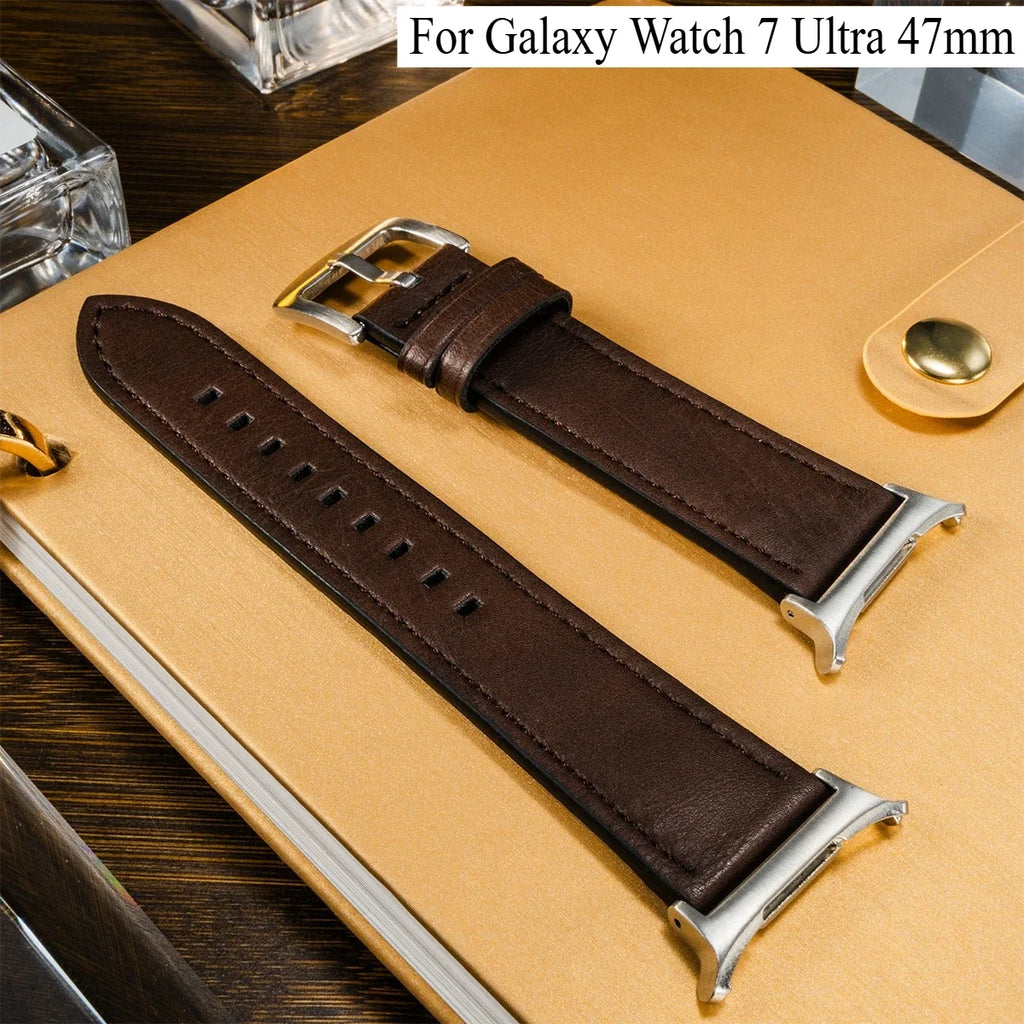 No Gaps Leather Strap for Samsung Galaxy Watch Ultra 47mm Wristband Bracelet for Galaxy Watch 7 Ultra 47mm Quick Business Band