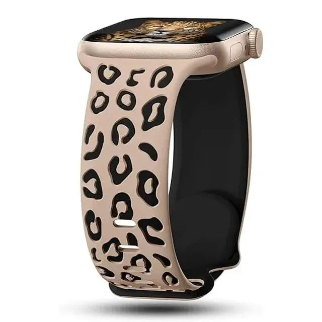 Engraved Leopard band For Apple Watch Ultra 2 3 band 49mm 44mm 41mm 40mm 45mm 38mm Silicone band Apple Watch Series 98765SE 10 11 46mm 42mm
