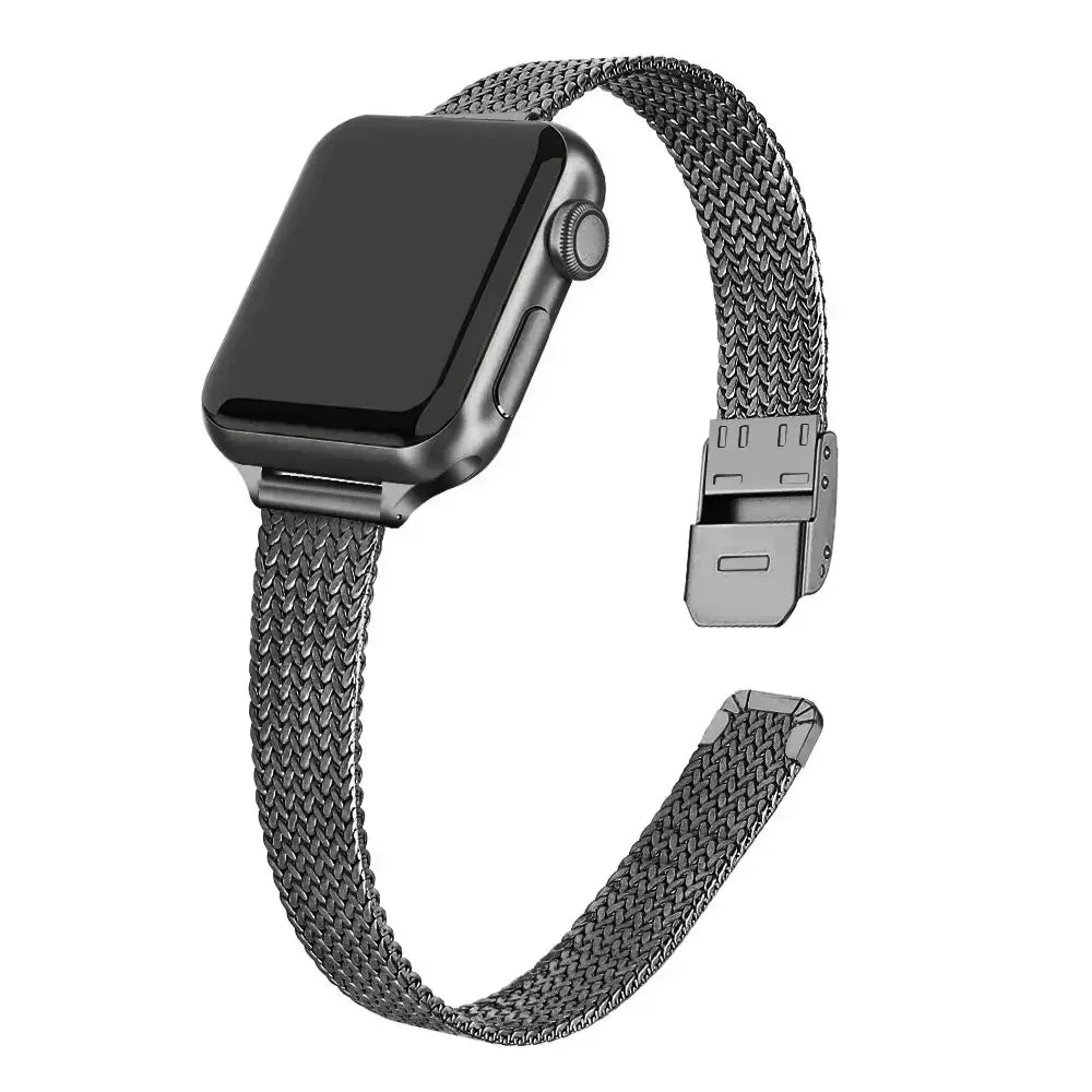 Slim band metal band for Apple Watch 10 9 8 7 6 SE 5 4 44mm 45mm 49mm Ultra Stainless Steel Milanese band for Apple Watch 42mm 46mm