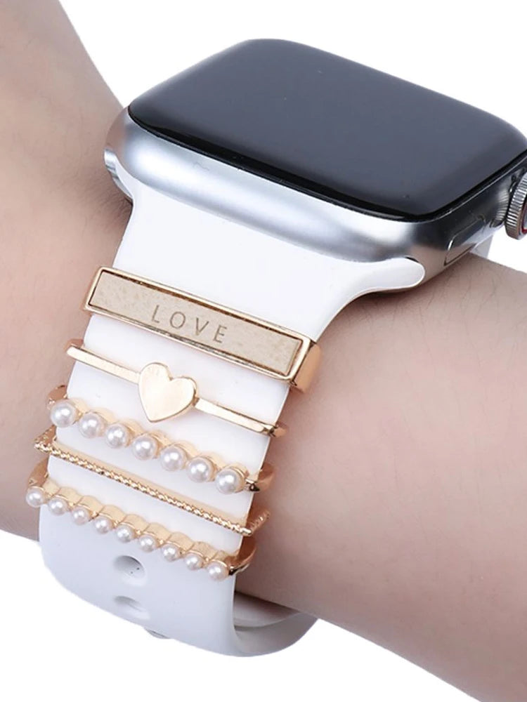 Decoration For Apple Watch band Series 8 7 6 5 4 SE 9 Accessories Diamond Jewelry Charms for Samsung Huawei watch fit 3 band