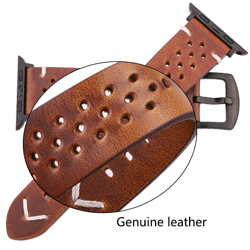 Genuine Leather band For Apple Watch band Serie 7 6 5 4 SE band 44mm 45mm 40mm 41mm 42mm 49mm Women Men Apple Watch Watchband