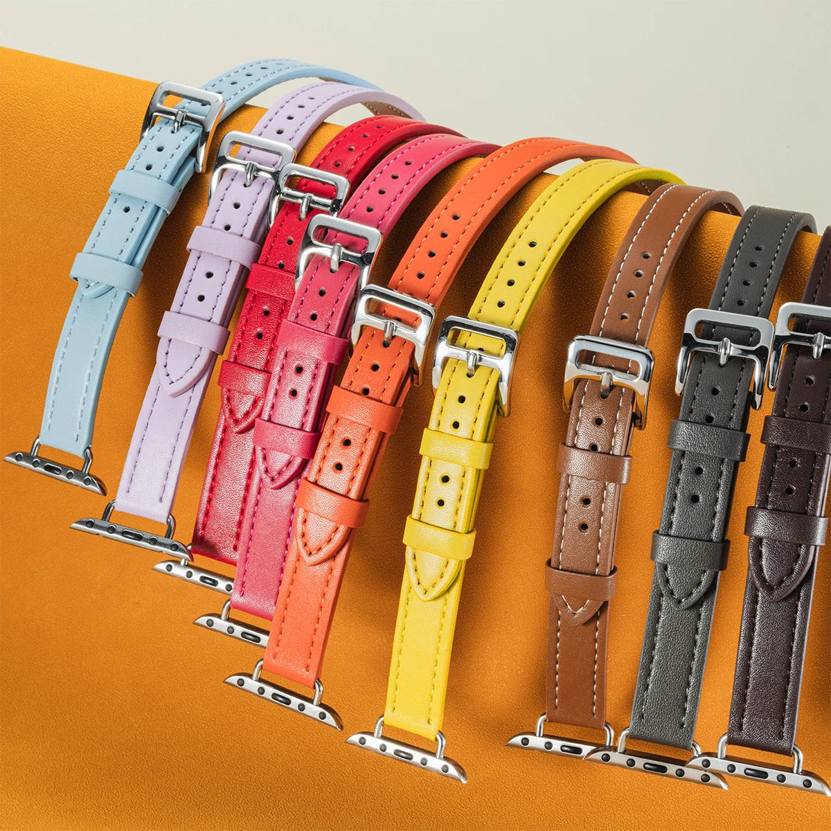 For Apple Watch band 40mm 41mm Double Tour leather band 45mm 44mm Series 9 8 7 6 SE 5 4 for Apple Watch 11 10 42mm 46mm Fashion Correa