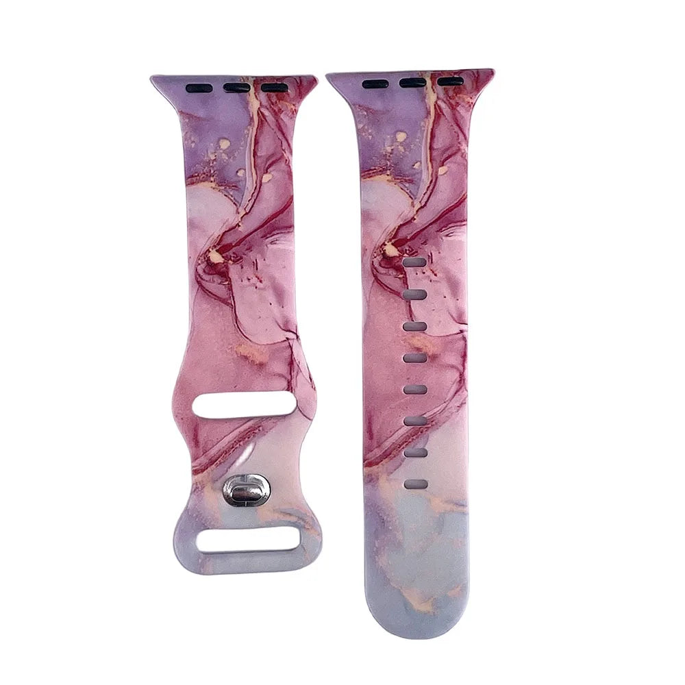 Patterned Silicone band For Apple Watch band Ultra 49mm 45mm 44mm 41mm 40mm For Apple Watch Series 9 8 7 6 5 4 3 2 1 SE Watch bands