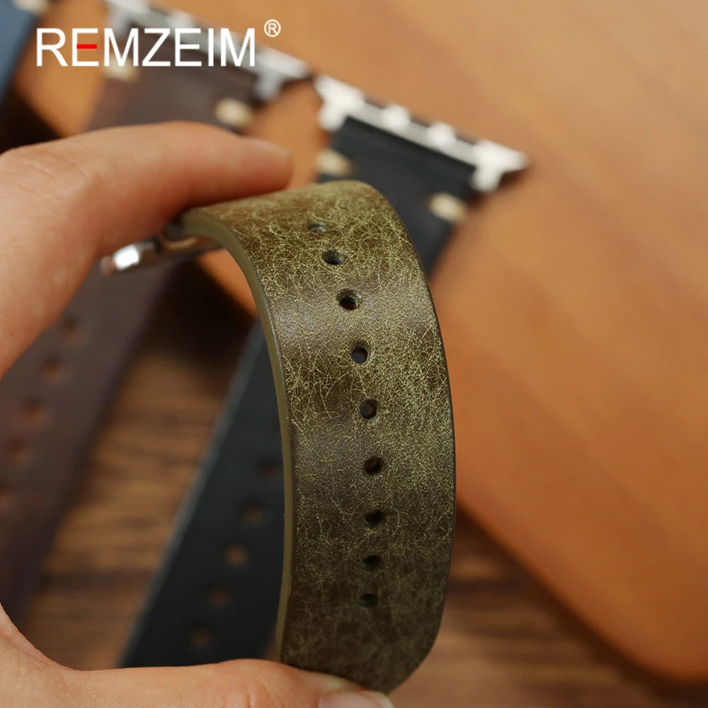 Cowhide band 49mm 46mm 45mm 44mm 42mm 41mm 40mm 38mm for Apple Watch Leather watch band for Apple Watch Series 1 10 Ultra SE 2 Watch Accesso