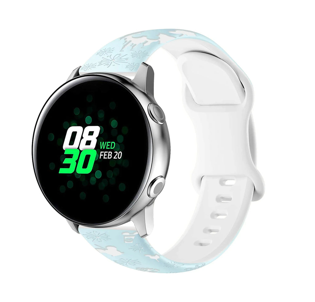 20mm Castle Floral Engraved Band for Samsung Galaxy Watch 7 6 5 4 40/44mm Silicone Cute Strap for Watch 6Classic 47mm 5Pro 45mm