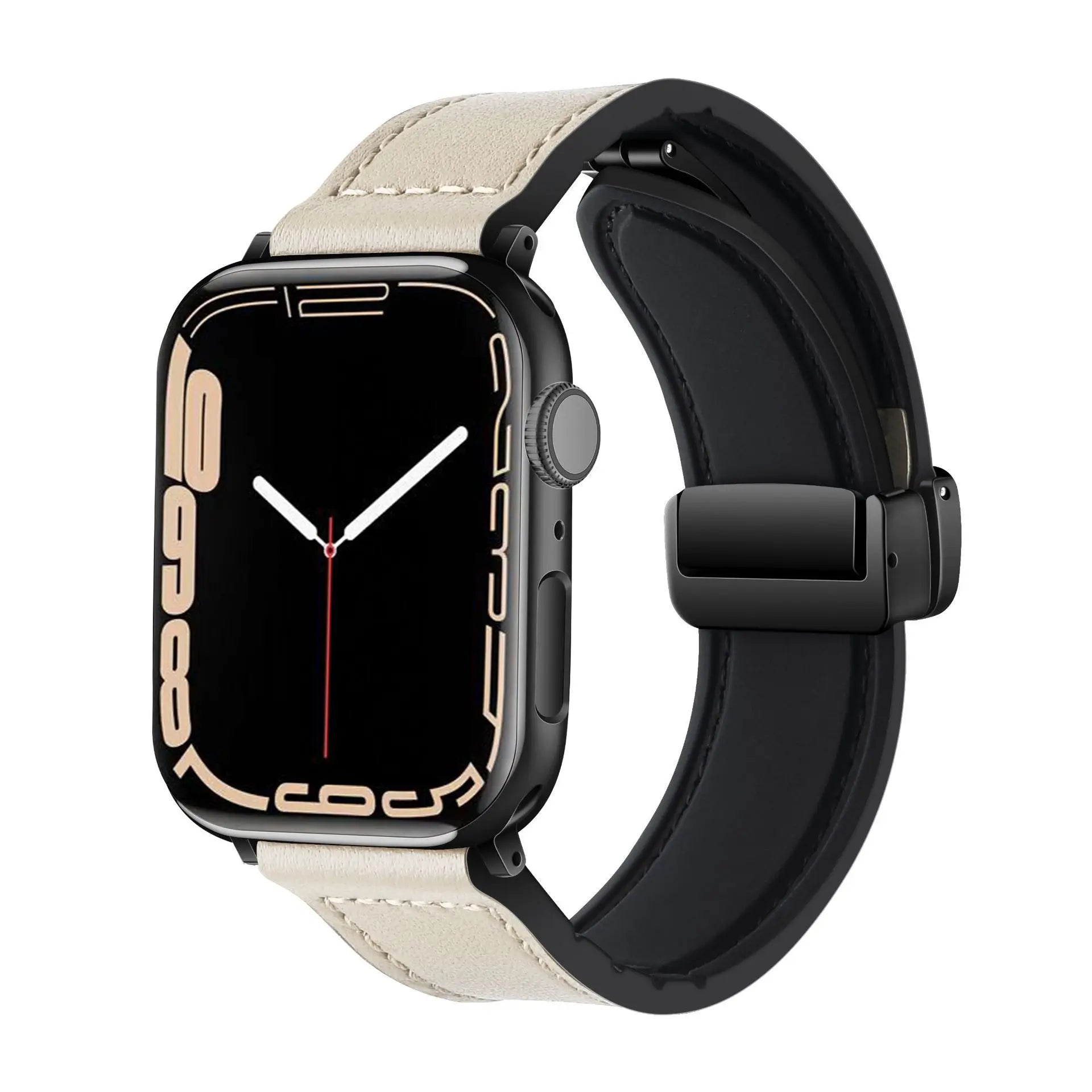 Magnetic band for Apple Watch band 44mm 40mm 45mm 41mm Genuine Leather+silicone band Apple Watch Series 10 9 8 7 SE Ultra 2 49mm