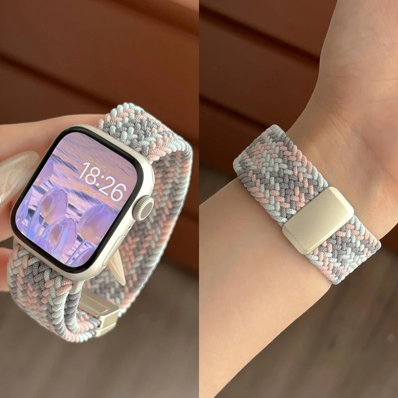 Braided Loop Nylon band for Apple Watch Ultra 2 49mm 46mm 42mm 45mm 41mm Magnetic band Apple Watch 10 9 8 7 6 5 SE 40mm 44mm Band