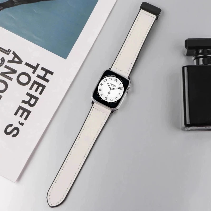 Leather band for Apple Watch band 44mm 42mm 46mm 45mm 41mm Silicone Magnetic band Apple Watch Series 10 9 8 7 6 SE 5 Ultra 49mm
