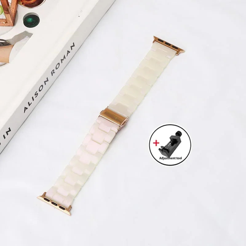 Luxury Resin band for Apple Watch Ultra 2 band 49mm 45mm 41mm 40mm 44mm 38mm 42mm Link band Apple Watch Series 9 7 8 6 SE 5 4 3
