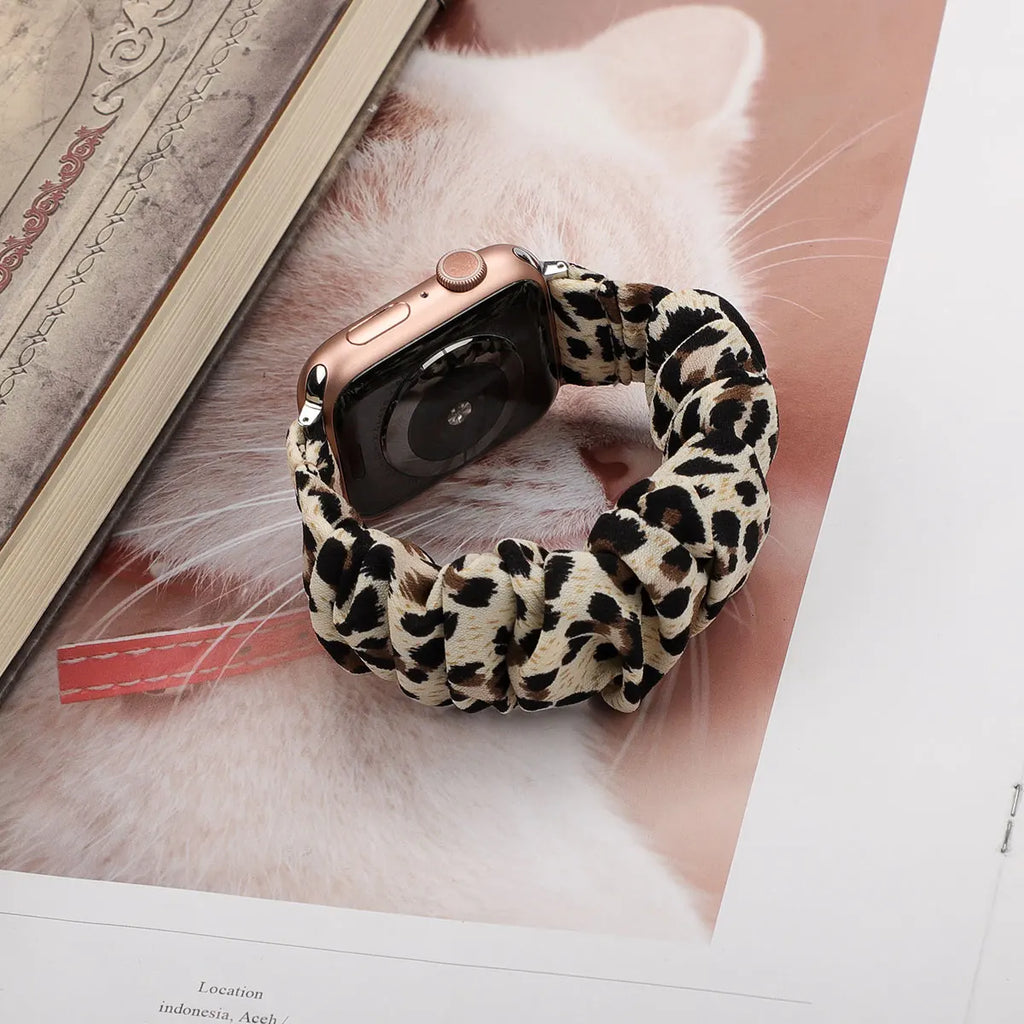 Scrunchie Compatible For Apple Watch band 49mm 40mm 41mm 38mm 42mm 44mm 45mm Cute Printed Elastic For Apple Watch Series 9 8 7 6 5 3 SE