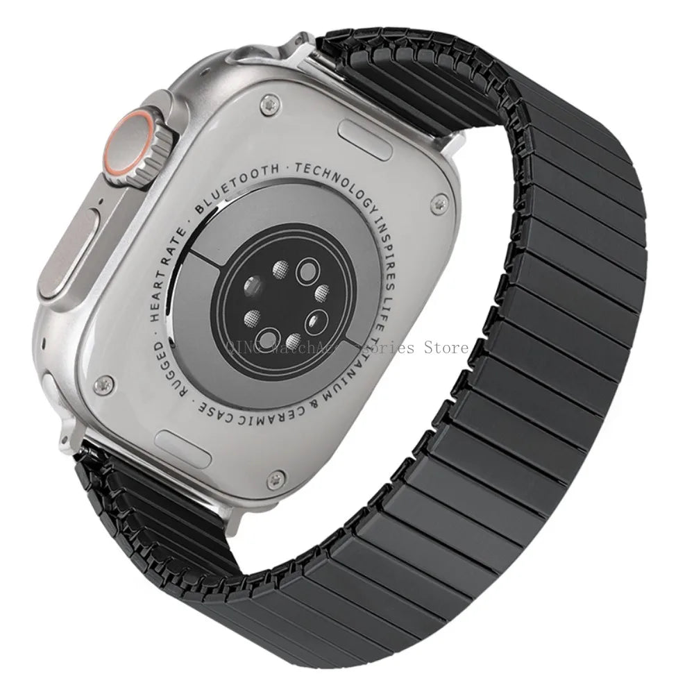 for Apple Watch band 40mm 44mm 45mm 41mm Slim metal Elastic Stretch watch band Bracele band for Apple Watch 7 6 SE 5 4 8 49mm 42mm 38mm