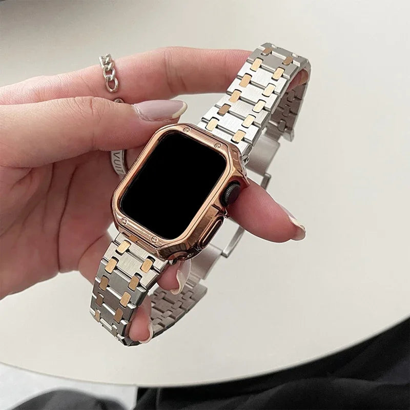 Luxury band for Apple Watch band 46mm 49mm 44mm 45mm 42mm 41mm Stainless Steel band For Apple Watch Ultra Series 10 9 8 7 6 5 SE