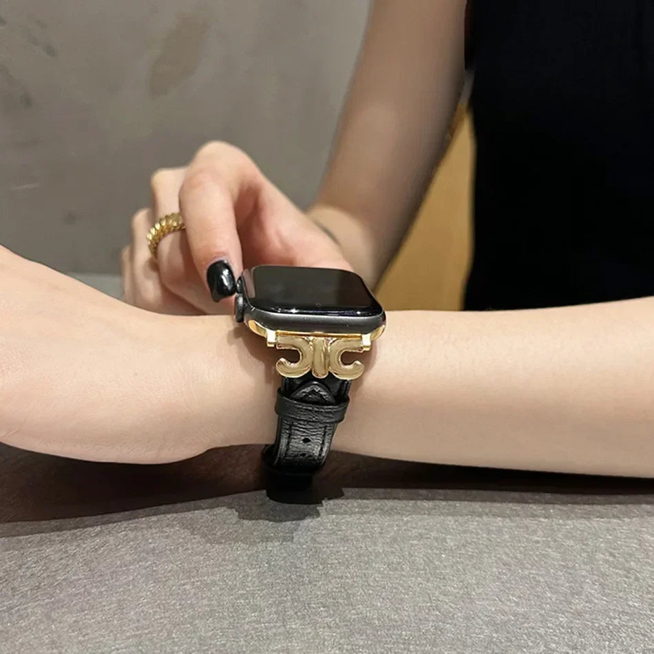 For Apple Watch band Series Ultra 10 9 8 7 6 5 Luxury Leather loop For Women 38mm 40mm 41mm 42mm 44mm 45mm 46mm 49mm band