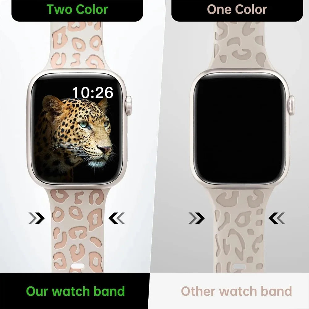 For Apple Watch band 40mm 44mm 42mm 45mm 41mm 49mm 46mm Engraved Silicone bands Correa Series 8 9 SE Ultra 2 3 10 11 band