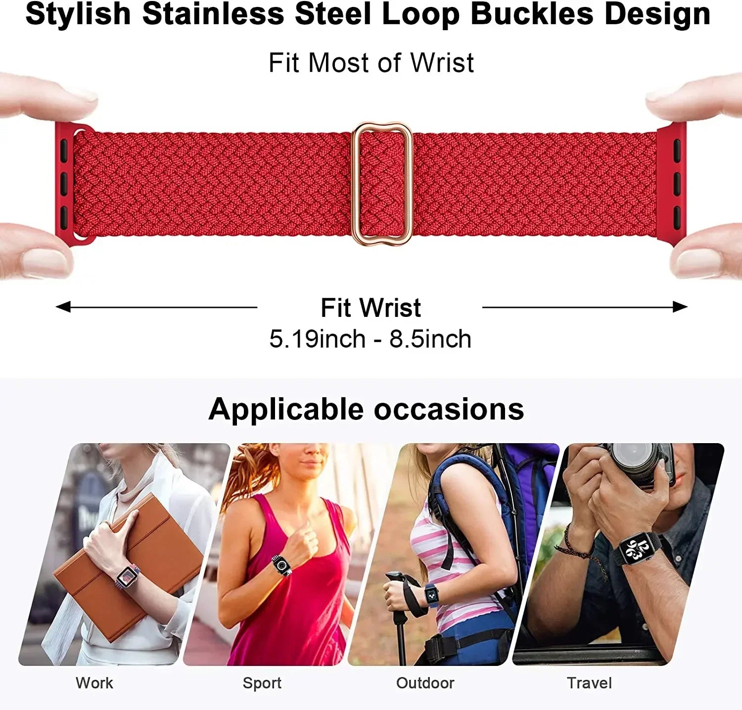 Nylon band for Apple Watch Ultra 2 band 49mm 40mm 44mm 41mm S10 46mm Elastic Braided Loop band Apple Watch Series 9 8 7 6 SE 5 4