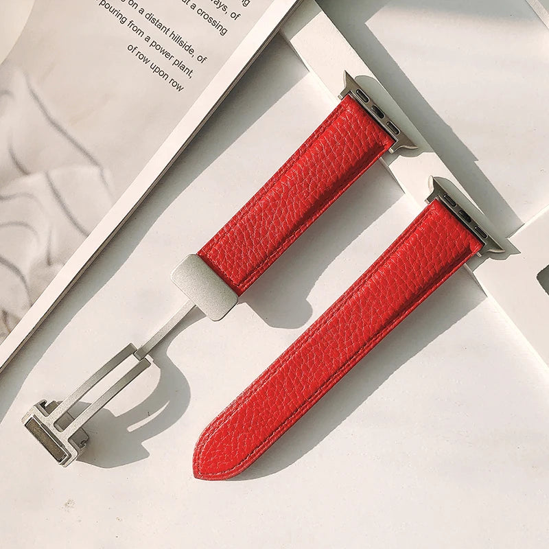 Leather Magnetic Buckle band for Apple Watch 8 7 45mm 41mm Ultra 49mm PU Leather band for Apple Watch Series 6 5 4 3 44mm 42mm 40mm