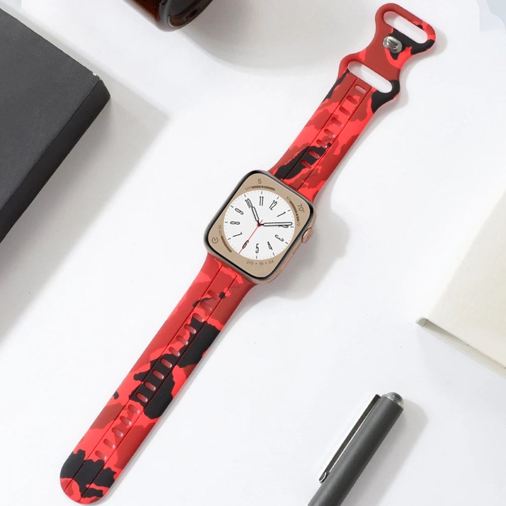 Silicone band For Apple Watch band 49mm 45mm 41mm 44mm 40mm 42mm 38mm 45mm Camouflage band Apple Watch Series Ultra 8 SE 7 6 5