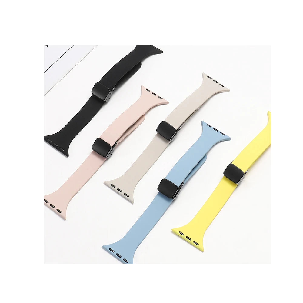 Women Slim Silicone band Magnetic Buckle band For Apple Watch Ultra 2 49mm 45mm 41mm 44mm 42mm 40mm 38mm 9 8 7 SE 6 5 4