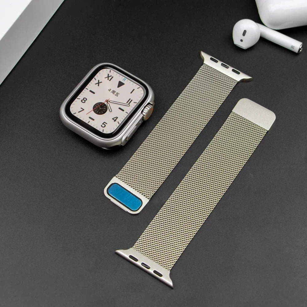 Milanese Case+band for Apple Watch band 10 9 8 7 6 SE 5 46mm 49mm 41mm 40mm 44mm 42mm watch band For Apple Watch Series 9 Correa 45mm