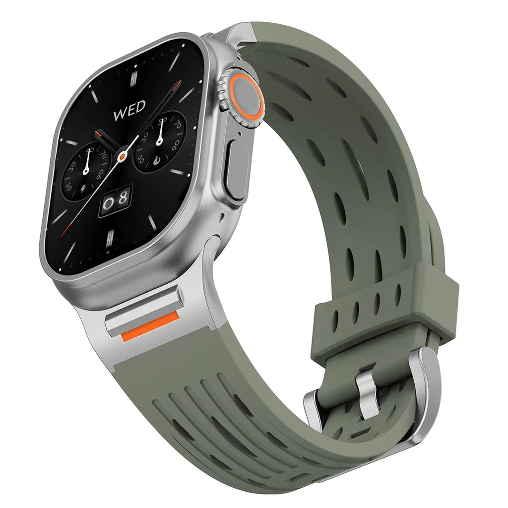 Silicone band for Apple Watch band 49mm 46mm 45mm 44mm 42mm 41mm metal Connector band for Apple Watch Ultra 2 Series 10 9 8 7 6 SE 5 4