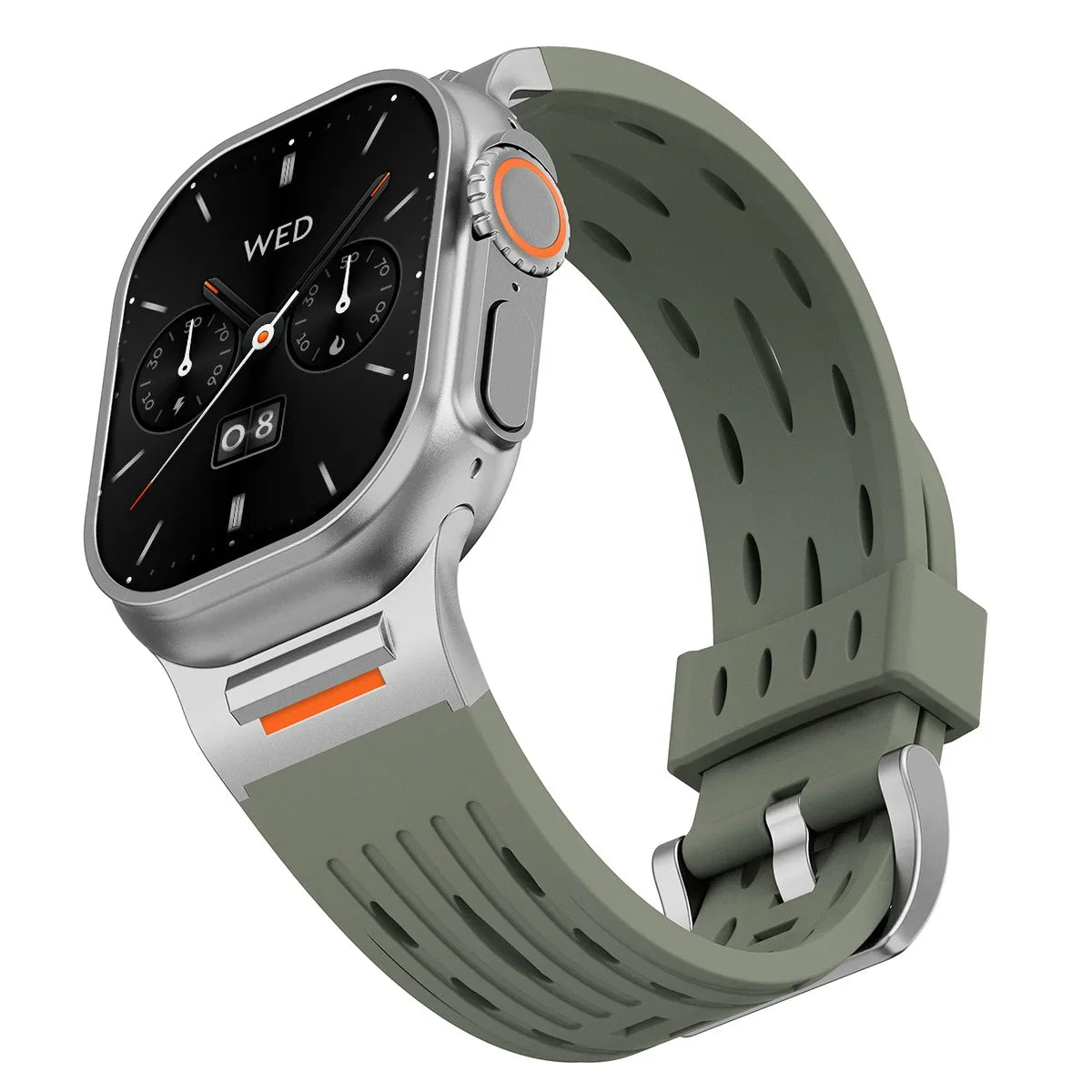 Silicone band for Apple Watch band 49mm 46mm 45mm 44mm 42mm 41mm metal Connector band for Apple Watch Ultra 2 Series 10 9 8 7 6 SE 5 4