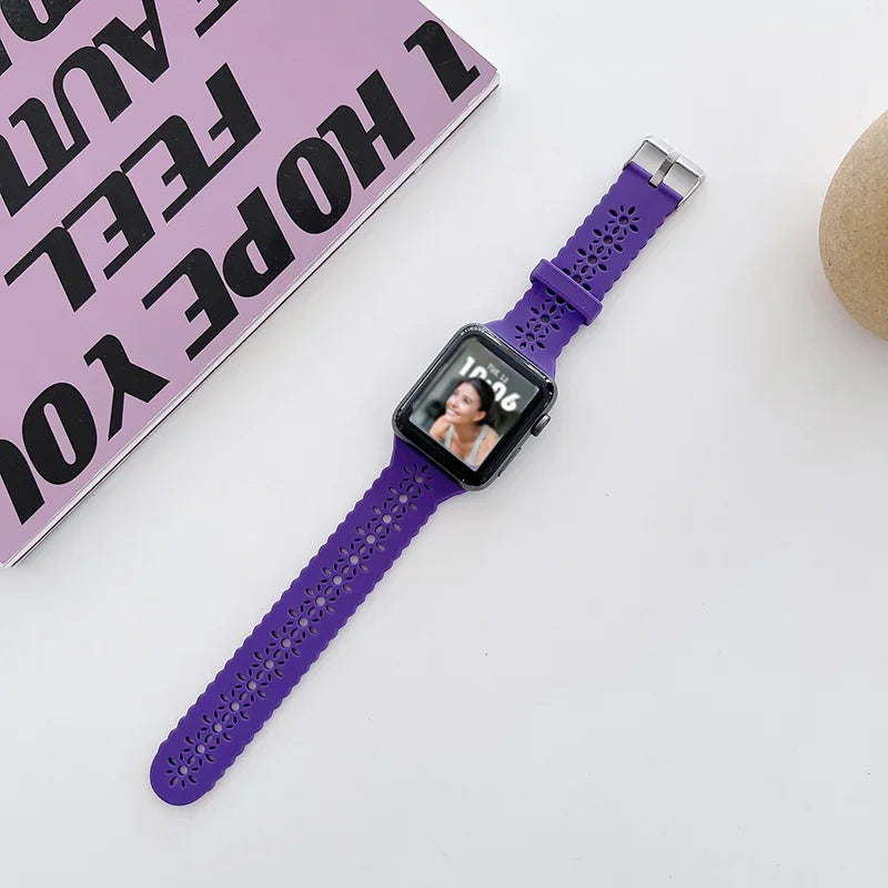 Silicone band For Apple Watch 44mm 40mm 38mm 42mm Ultra 2 49mm Sport band Apple Watch Series 9 7 8 6 SE 5 4 3 41mm 45mm band