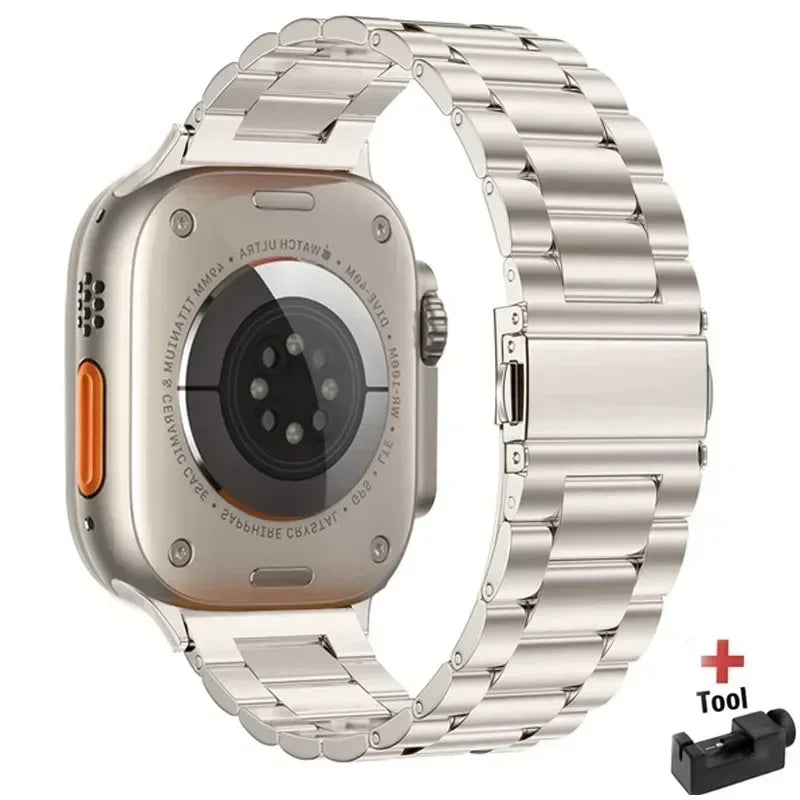 Stainless Steel band for Apple Watch band 44mm 45mm 38mm 42mm 40mm 41mm metal link band Apple Watch Series 9 10 8 7 6 5 4 SE Ultra 49mm m