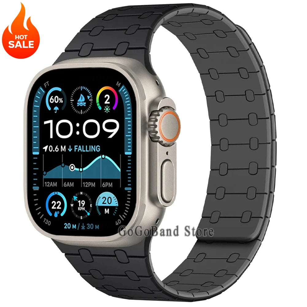 Magnetic Silicone band for Apple Watch Ultra 3 2 49mm 46mm 42mm 45mm 44mm sport band Apple Watch Series 11 10 9 8 7 6 SE 5 band