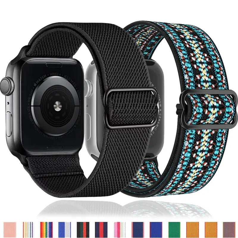 Stretchy Nylon band for Apple Watch Ultra 3 band 40mm 41mm 42mm 44mm 45mm 49mm 46mm Elastic band Apple Watch 11 10 9 8 SE 7 6 5