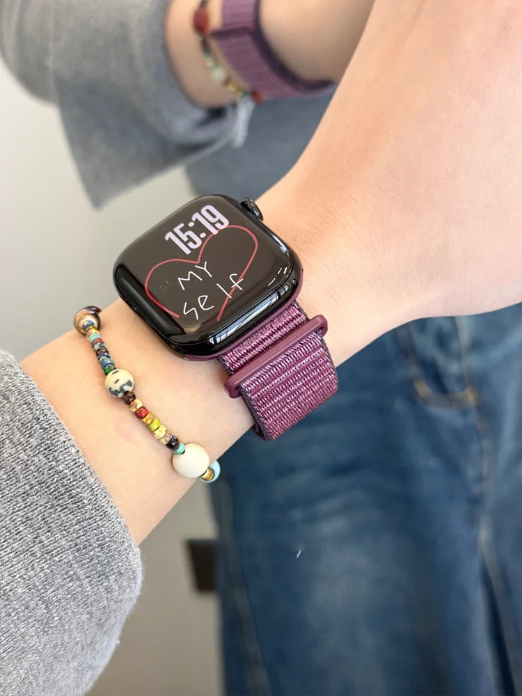 Nylon Loop For Apple Watch band 45mm 44mm 49mm 46mm 40mm 41mm 38mm 42mm Correa band Apple Watch Series 6 SE 7 8 9 10 Ultra 2 band