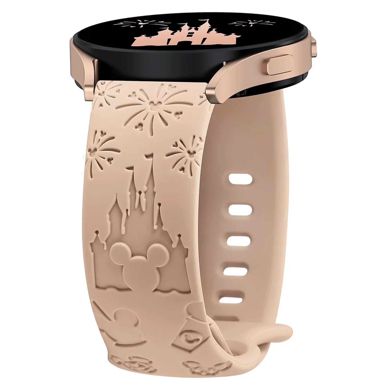 20mm Castle Floral Engraved Band for Samsung Galaxy Watch 7 6 5 4 40/44mm Silicone Cute Strap for Watch 6Classic 47mm 5Pro 45mm