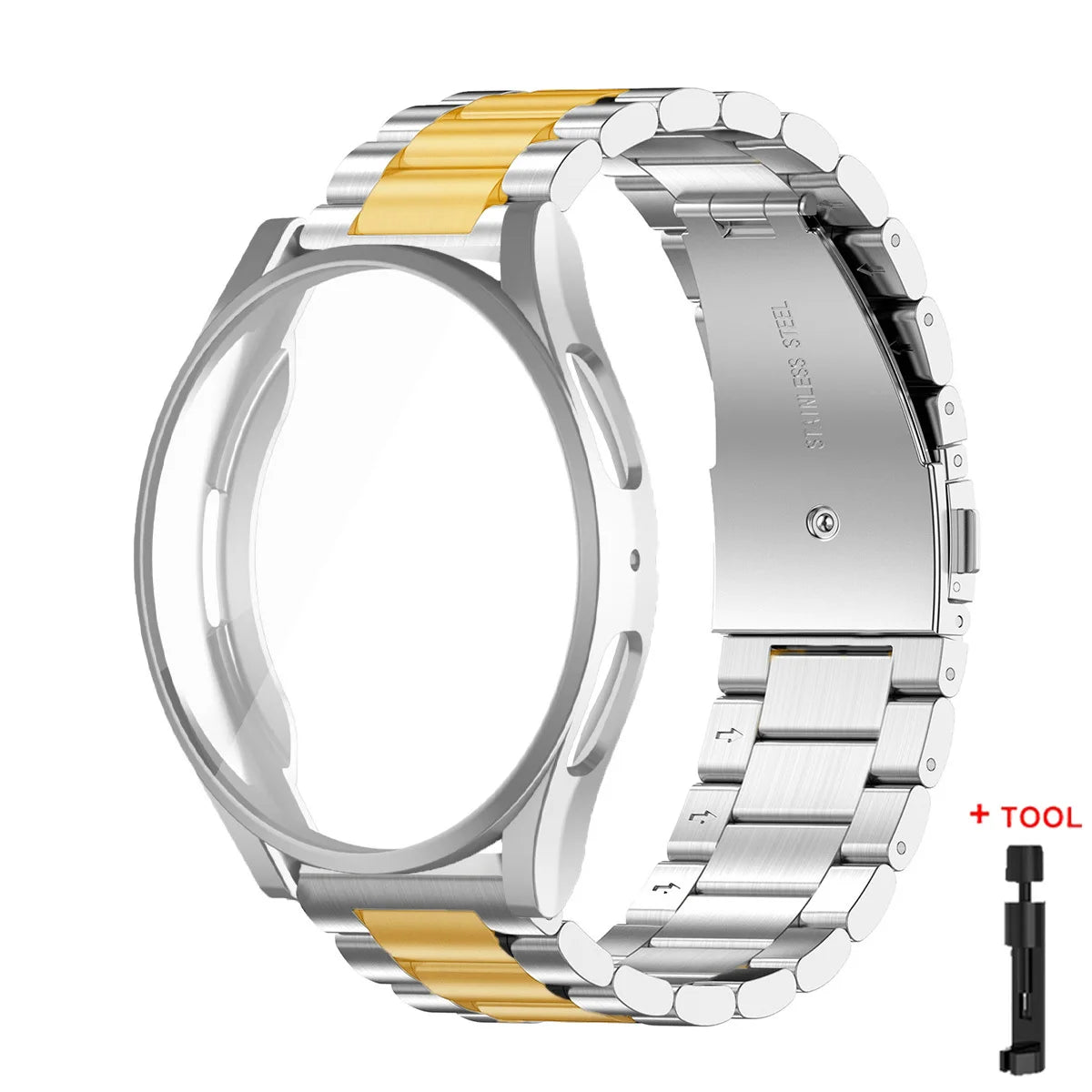 Band+Case for Samsung Galaxy Watch 7 6 5 4 44mm 40mm Stainless Steel Bracelet TPU Cover Watch 6/4Classic 43/47mm 46mm 42mm Strap