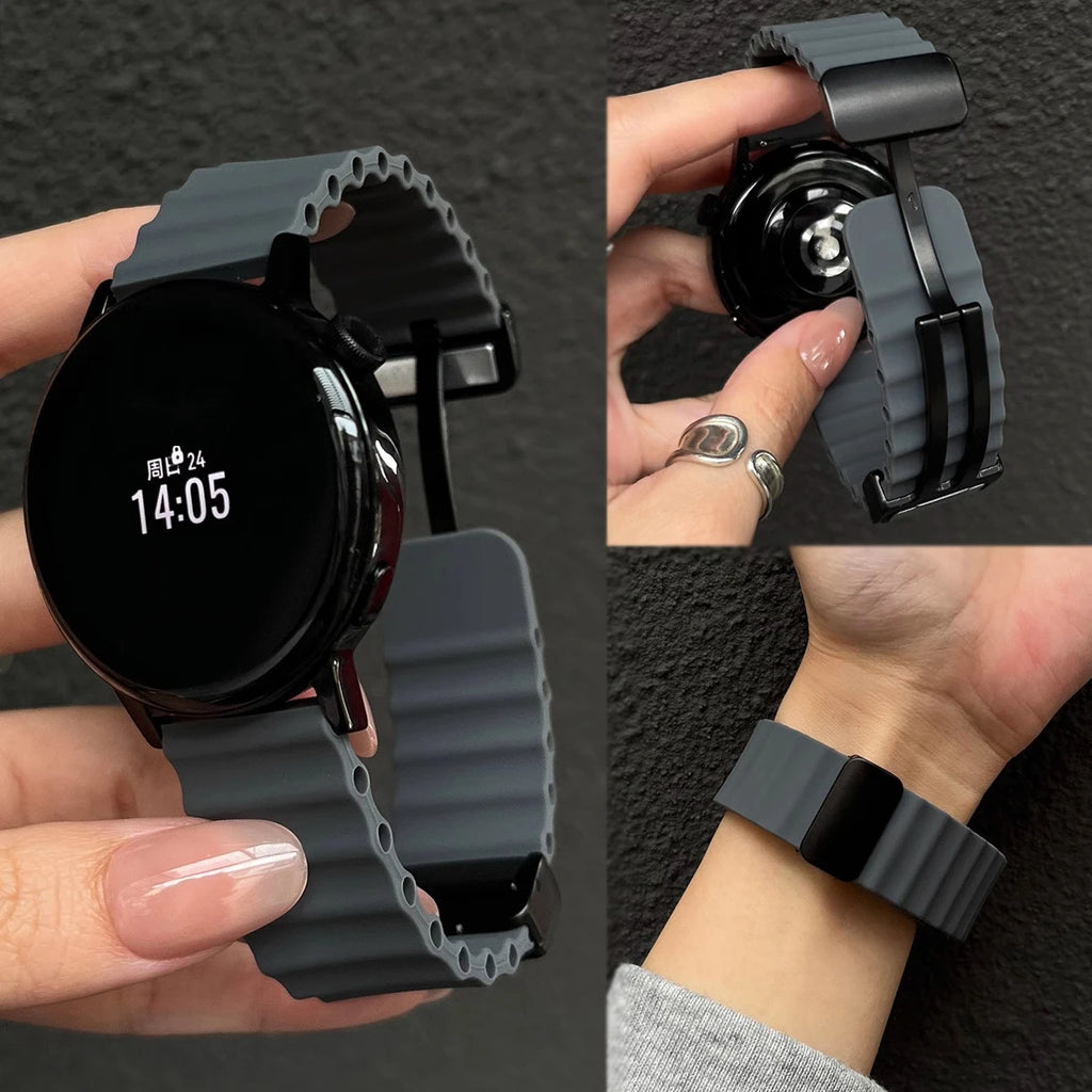 Ocean Silicone Loop Strap For Samsung Galaxy Watch 7 6 5 40mm 44mm Adjustable Bracelet Watchband For Galaxy 4 6 Classic 20/22mm