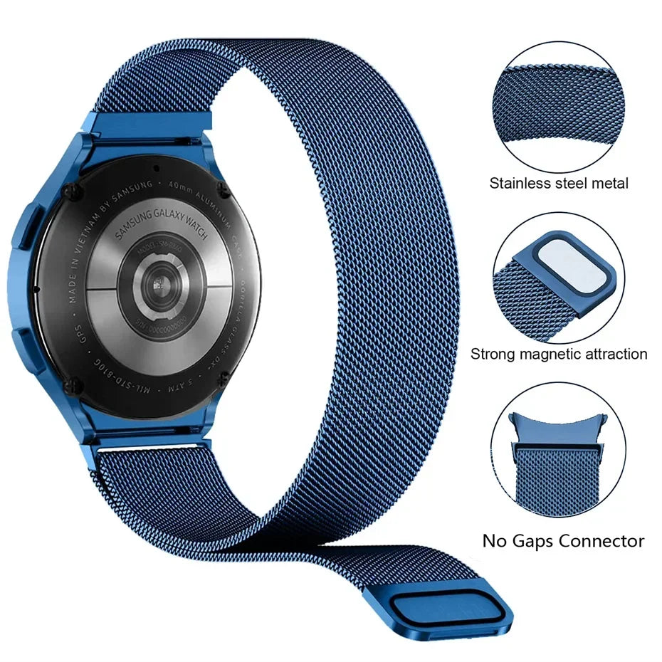 No Gaps Band For Samsung Galaxy Watch 7/FE/6/4/5/5 pro 44mm 40mm 20mm Milanese Loop Bracelet Galaxy 4-6 classic 43mm 47mm Band