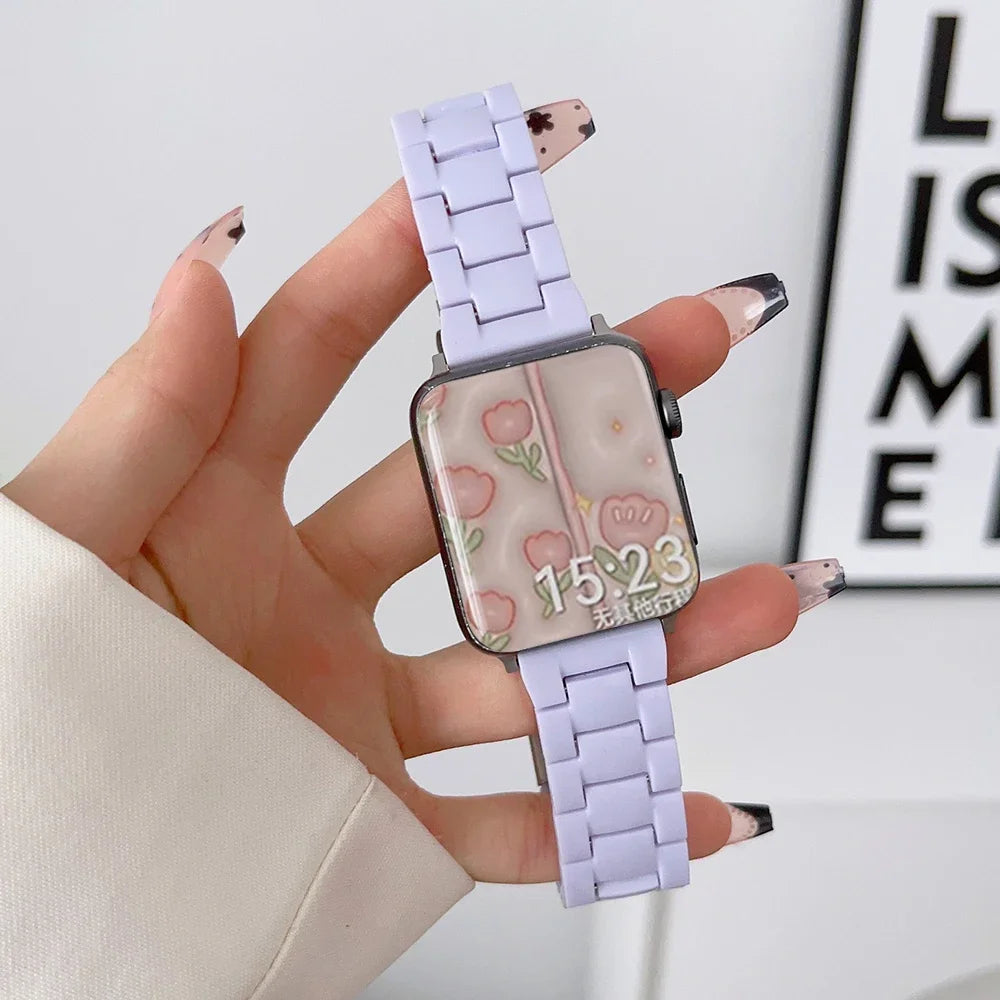 Resin Watch band for Apple Watch 44mm band 42mm 38mm correa watch band for Apple Watch Series 10 8 7 6 SE 5 4 40mm 41mm 45mm 49mm Ultra